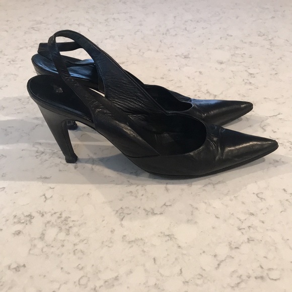 Prada Black Leather Slingback Heels - Size 36 - Picture 2 of 9